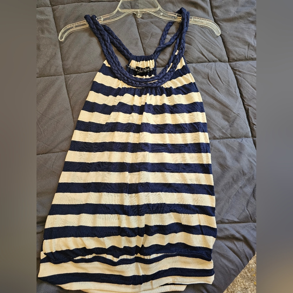 Navy and White Striped Tank Top